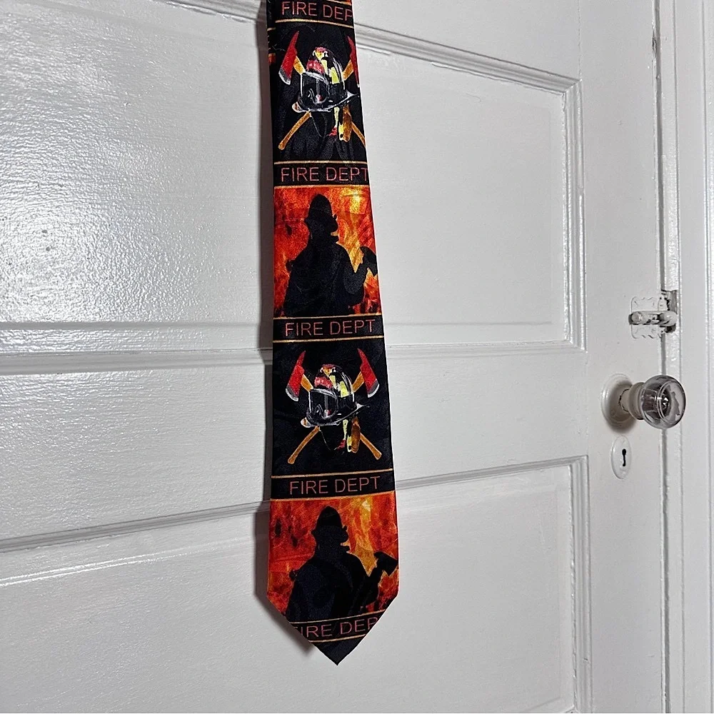 3/$20💥‎ Steven Harris Men’s Tie Firefighter Theme Handmade Fire Dept. Novelty